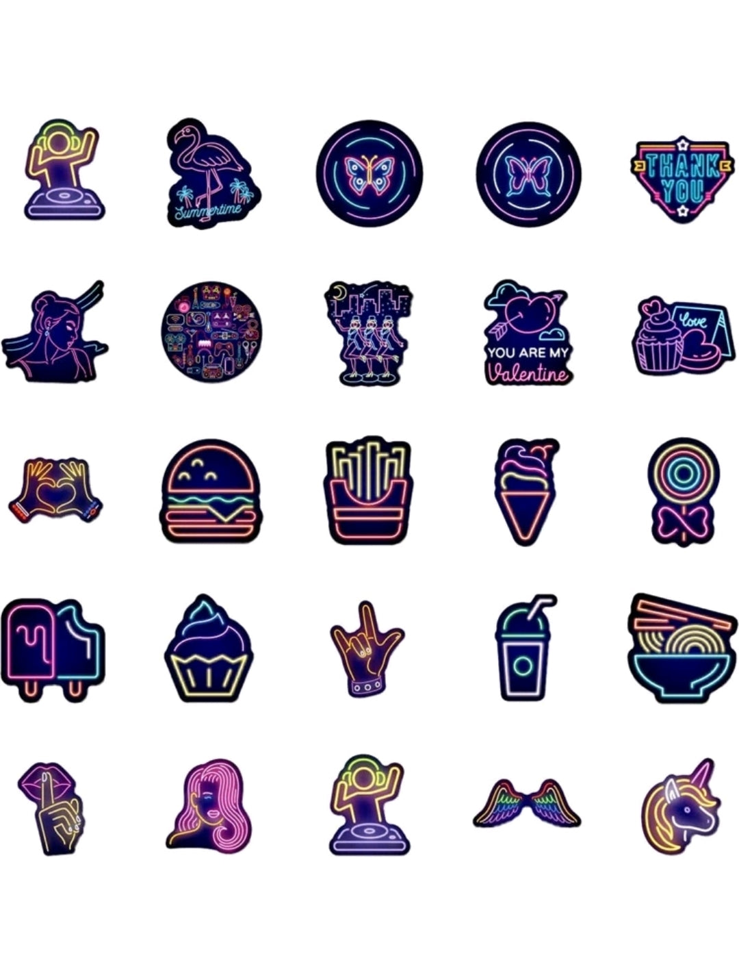 Neon Graffiti Stickers : 5 random-in-a-pack