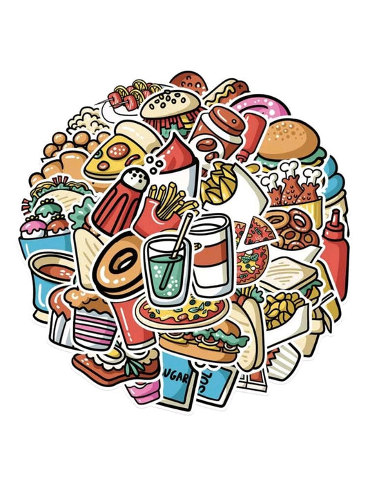 Cartoon Food Stickers : 5 random-in-a-pack