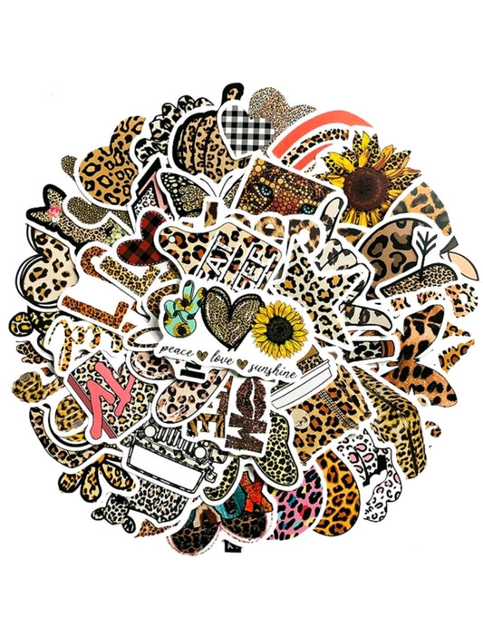 Leopard Print Stickers : 5 random-in-a-pack