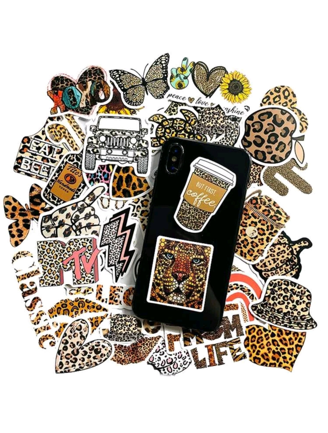 Leopard Print Stickers : 5 random-in-a-pack