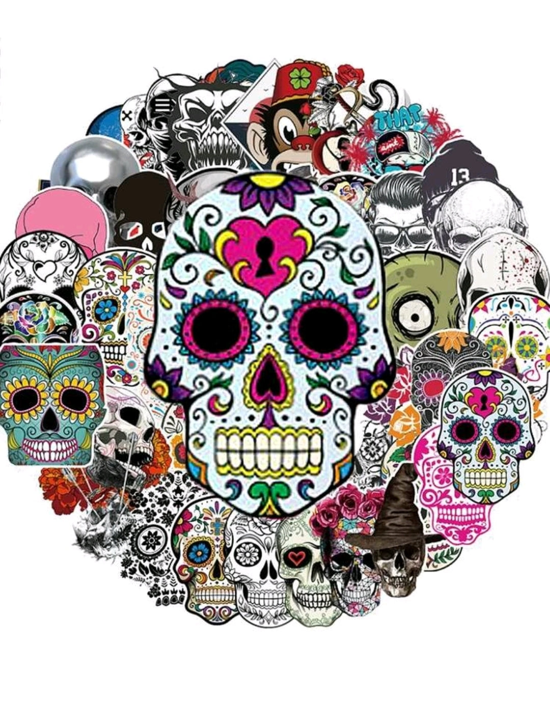 Skull Pattern Stickers : 5 random-in-a-pack